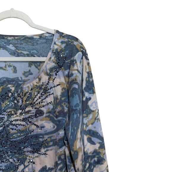 Coldwater Creek Plus Size 1X 18 Multicolor Boho Printed Embellished Blouse - Picture 3 of 7